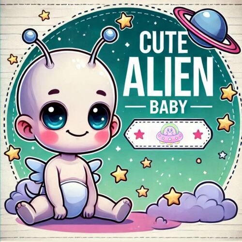 Cute Alien Baby: Coloring Book For Kids, 40 Big Image Bold And Easy, Funny And Simple Design For Children's