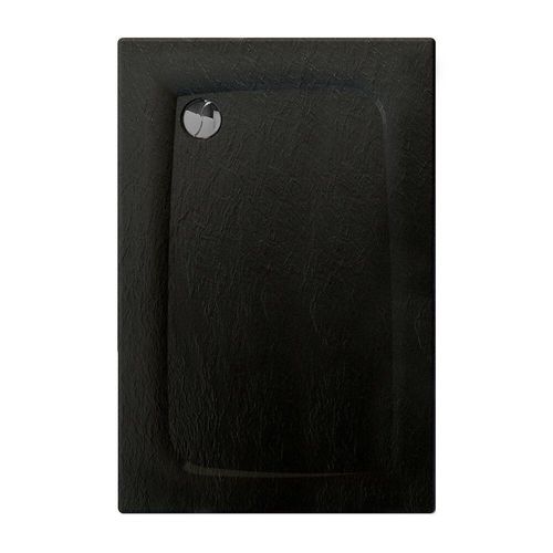 Receveur De Douche Extra-plat Texture Effet Pierre Mooneo Rectangle 120 X 80 Cm Noir