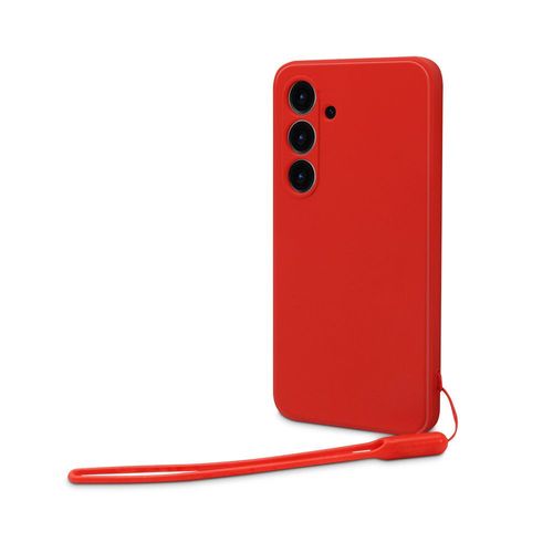 Coque semi-rigide avec dragonne amovible pour Samsung Galaxy A35 - Rouge intense