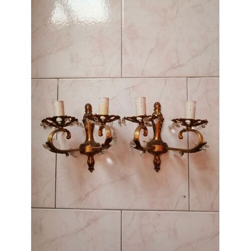 Appliques En Laiton Doré Lot De 2