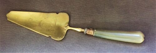 Ancienne Pelle À Gâteau Ou Tarte En Vermeil Poinçonnée Et Manche En Corne