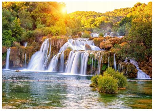 Papier Peint Panoramique Intissé Cascade 400x280 cm - Colle Inclus - Chambre et Salon - Moderne Papier Peint