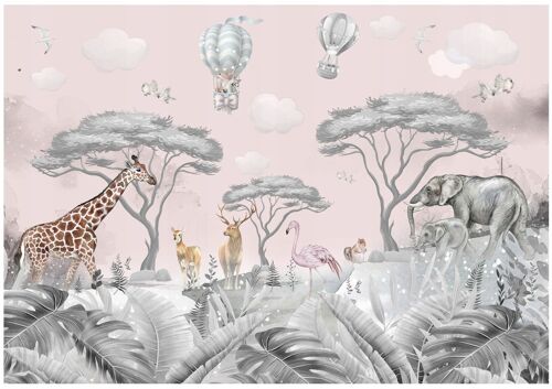 Papier Peint Enfant Animaux Jungle Intissé Panoramique 250x175 cm - Colle Inclus - Chambre Enfant - Moderne Papier Peint