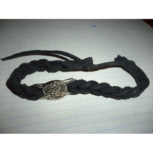 Bracelet En Cuir Tressé Et Métal - Inspiration Bretonne,Celtique,Gaélique - Taille Ajustable ,Marque Celtic Design - Noeuds Entrelacés