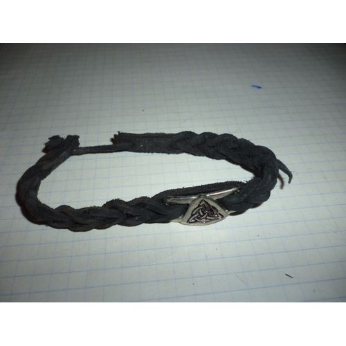 Bracelet En Cuir Tressé Et Métal - Inspiration Bretonne,Celtique,Gaélique - Taille Ajustable ,Marque Celtic Design - Noeuds Celtiques