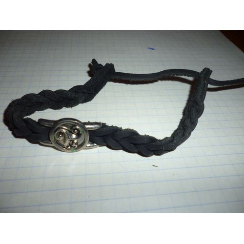 Bracelet En Cuir Tressé Et Métal - Inspiration Celtique,Gaélique Gothique - Taille Ajustable ,Marque Celtic Design - Triskel