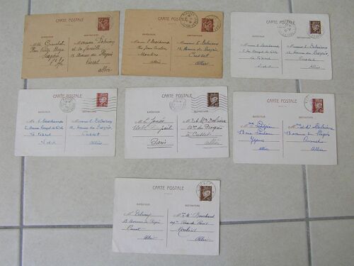 Entiers Postaux: Lot De 7 Cartes Postales Type Iris Et Petain