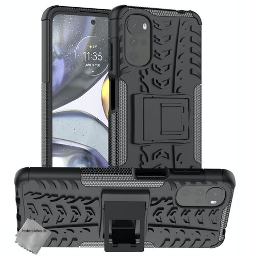 Housse etui coque rigide anti choc pour Motorola Moto G22 / E32 / E32s + verre trempe - NOIR