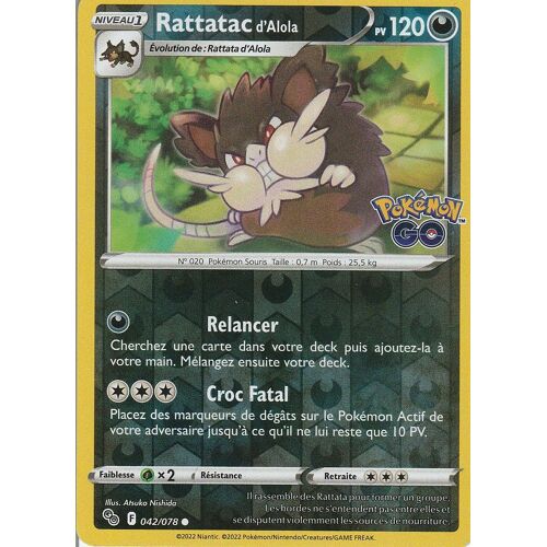 Carte Pokemon - Rattatac D'alola - 042/078 - Reverse - Eb10,5 - Pokemon Go -