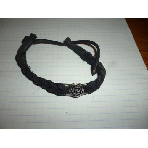 Bracelet En Cuir Tressé Et Métal - Inspiration Celtique,Gothique,Shambhala - Taille Ajustable ,Marque Celtic Design