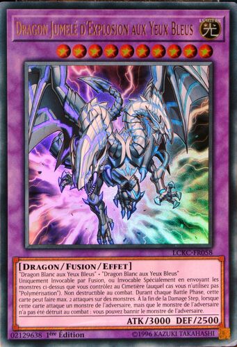 Carte Yu-Gi-Oh Lckc-Fr058 Dragon Jumelé D'explosion Aux Yeux Bleus Ultra Rare Neuf Fr
