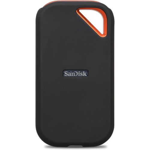 CHENG-Silicone Étui de Transport de Disque Dur pour SanDisk Extreme Pro Portable SSD 500GB 1TB 2TB 4TB 8TB Disque Dur Externe à État Solide, Housse de Protection en Silicone SanDisk Extreme SSD, Noir