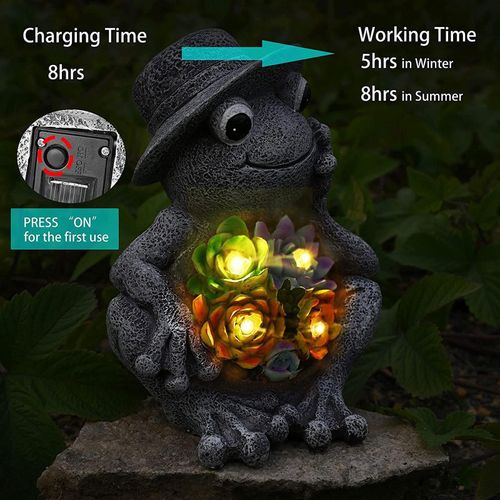 Lampe Solaire Led En Forme De Grenouille Artificielle, En Résine, Luminaire Décoratif D'intérieur, Idéal Pour Un Jardin, Une Cour Ou La Nuit, V3b7