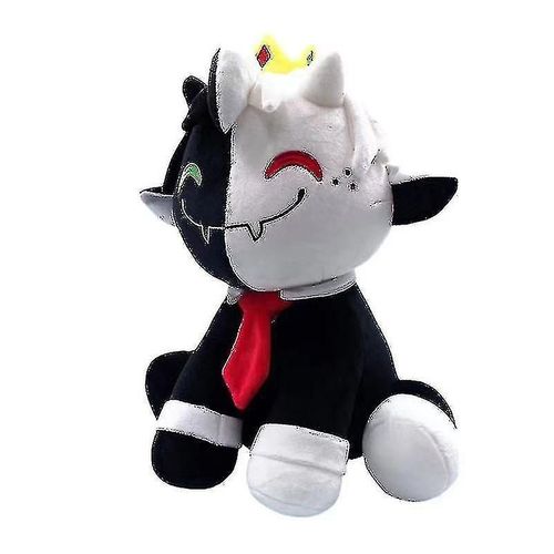 Poupée en peluche assise noir blanc chèvre douce en peluche dessin animé mouton objets de collection chiffon jouet cadeau (1pcs, multicolore)