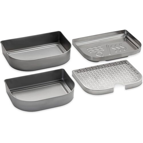 Ulteronixshop-Kit d¿extension polyvalent Lumin Compact / Set d¿accessoires barbecue 4 pièces, transforme le barbecue en fumoir et cuiseur vapeur, avec plats en inox pour cuisson lente et maintien au