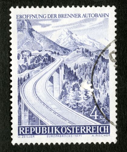 Timbre Oblitéré Republik Osterreich, Eroffnung Der Brenner Autobahn, 4s