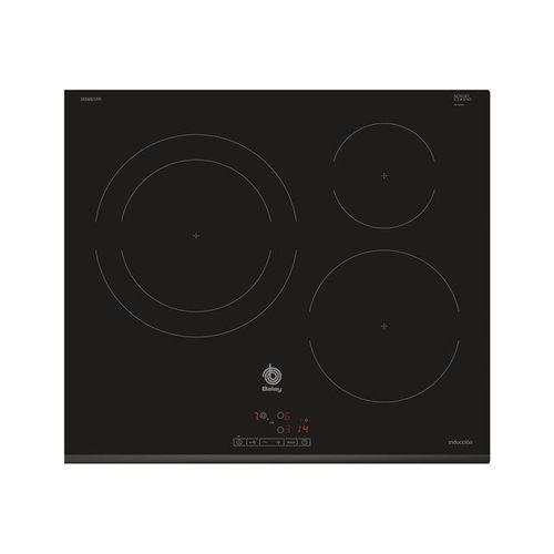 Balay 3EB865FR - Table de cuisson à induction - 3 plaques de cuisson - Niche - largeur : 56 cm - profondeur : 49 cm - noir - avec bord avant avec facettes