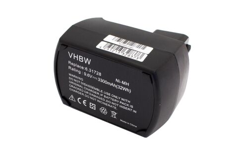vhbw 1x Batterie remplacement pour Metabo 6.31746, 6.25471.00, 6.31728, 6.2547, 6.25471, 6.25470.00 pour outil électrique (3300 mAh, NiMH, 9,6 V)