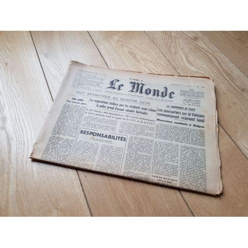 Journal Le Monde 12 Et 13 Mai 1968 Original Entier