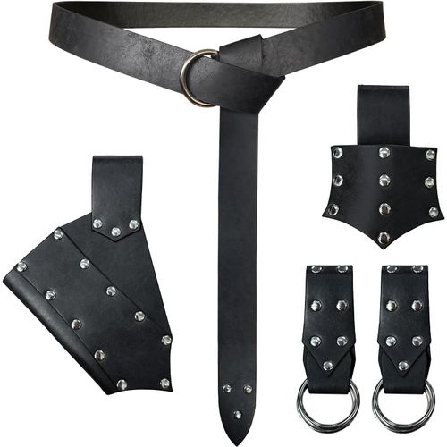 Tianyi-5 Pièces Ceinture Médiévale Costume Accessoires Renaissance Jupe Hike Viking Horn Belt Holster Dagger Holster Sword Frog