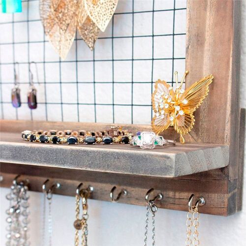 Xm Support Brun Rustique De Rangement Pour Bijoux Support De Rangement En Bois Pour Boucles D'oreilles Bijoux Support De Suspension 20f07