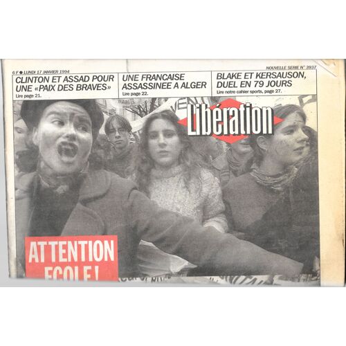 Libération N° 3937 .Lundi 17 Janvier 1994