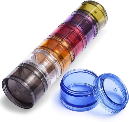 Kalanka-Pilulier Semainier Français 7 Jours Matin Midi Soir, Rond Piluliers Medicaments 7 Compartiments, Boite À Pilules Grande Capacite Pour Vitamines, Suppléments Et Médicaments - Multicolore 