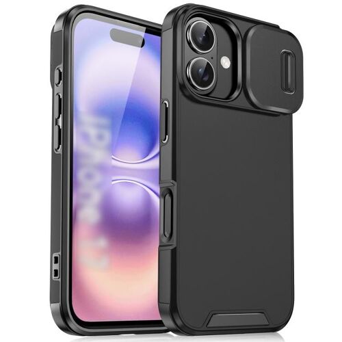 Coque pour iPhone 17, Protection Camshield Glissante en TPU + PC, Noir