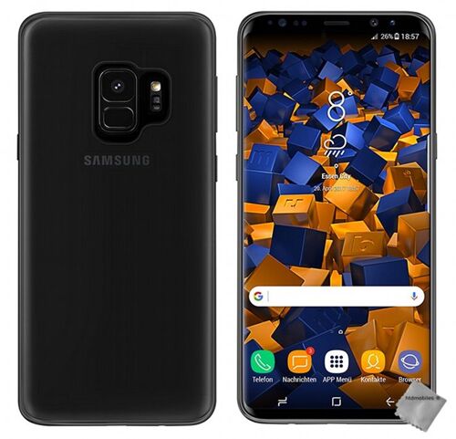 Housse etui coque pochette silicone gel fine pour Samsung Galaxy S9 + verre trempe - GRIS