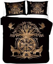 Parure De Lit Pi¿¿Ces Totem Marron Housse De Couette En Microfibre Douce Avec Fermeture ¿¿Clair Pour Adultes Vikings Housse De Couette ¡Á Cm A