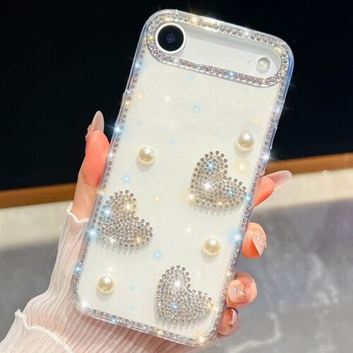 Coque Pour Iphone Air, Protection Antichoc Quatre Coins Paillettes Diamant Coeur - Argent - Blanc