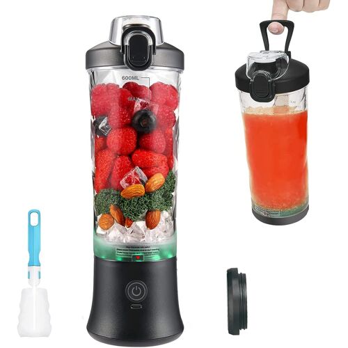 Blender électrique Smoothie 0,6L 240W avec USB-C rechargeable noir