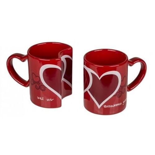 2 Mug C?urs Romantiques Imbriqués Tasses Coeurs Rouges