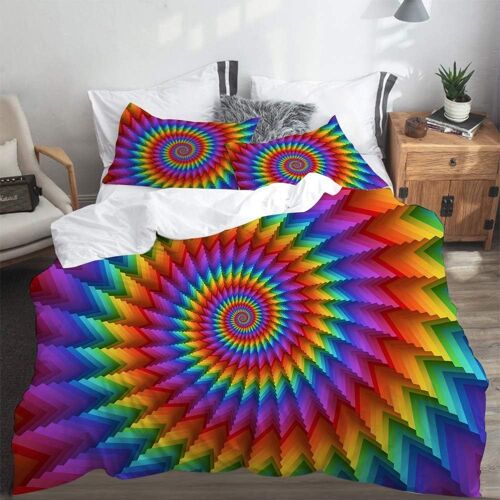 Rainbow Spiral In Vibrant Colours Rainbow Circular L'illusion D'optique£¬Parure De Lit Pou Housse De Couette (X) Et Taies D'oreiller Pour Lit