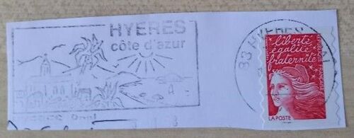 Timbre Oblitéré À Hyères Sans Valeur Faciale, Marianne Rouge De Luquet.