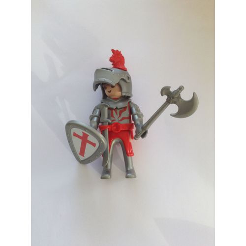 Lot Playmobil Chevalier Croisé Avec Bouclier À Croix Rouge Et Casque À Plume En Forme De Lion Rouge