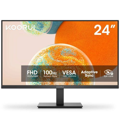 KOORUI E2412F Écran PC - 24 pouces Résolution Full HD 1920*1080 Fréquence Rafraîchissement 100Hz Dalle VA Angle 178 - Noir