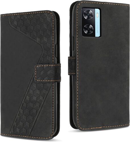 Coque Pour Oppo A57s / Oppo A57 4g, ¿¿Tui Housse Protection En Cuir Pu [Pochette De Portefeuille] [Magn¿¿Tique], Antichoc Etui ¿¿ Rabat Pour Oppo A57s / A57 4g (Noir)