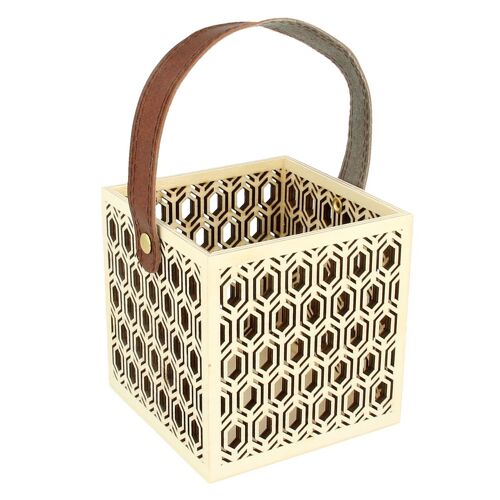 Lanterne Bois Fond - 10x10 Cm
