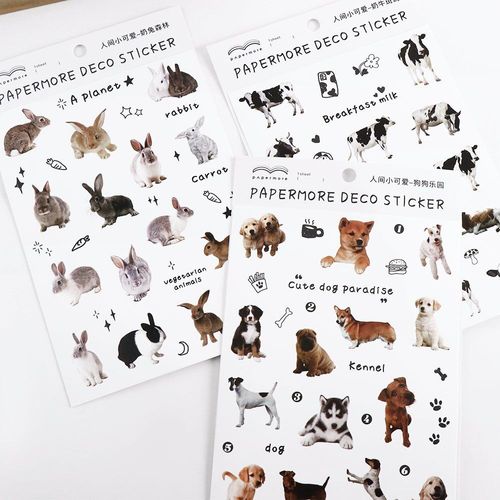 Autocollants Adhésifs En Forme D'animaux, 1 Pièce, Kawaii, Chat, Chien, Vache, Mignon, Accessoires Décoratifs, Papeterie Pour Album Journal Intime, Diy Bricolage