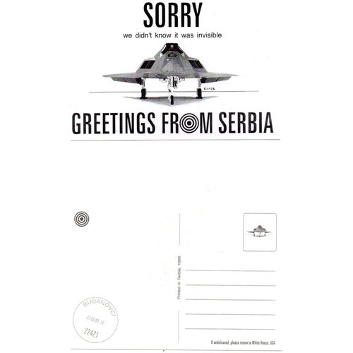 Serbie Otan Kosovo 1999 Carte Postale Mythique Du F117 Invisible Us Détruit