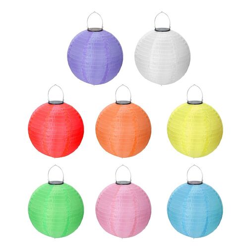 Lanterne Solaire En Nylon Imperméable Suspendue, 8 Pièces, Ornement De Style Traditionnel Chinois Pour Décoration De Festival De Vacances
