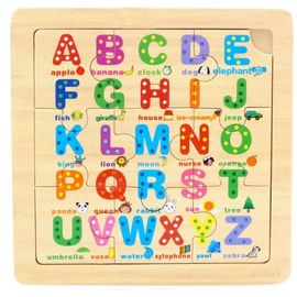 Puzzle Alphabet Et Mots Anglais En Bois