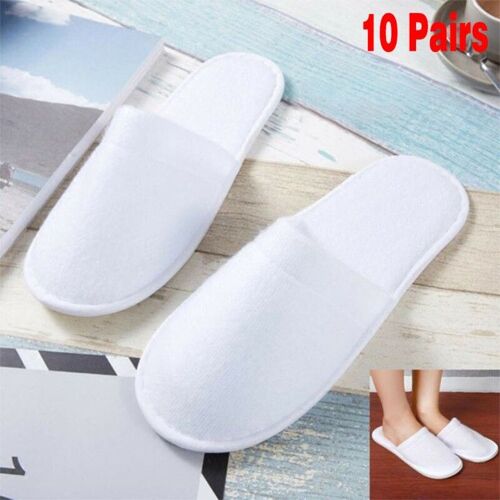Pantoufles de SPA et d'hôtel à bout fermé, 10 paires, jetables, en polaire, pour voyages/voyages d'affaires, chaussures blanches