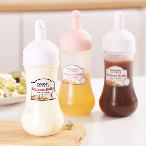 Bouteilles Condiments Avec Couvercle, Sauce À Salade, Huile D'olive, Distributeur De Ketchup, Pot De Miel, Outils De Cuisine De 350ml