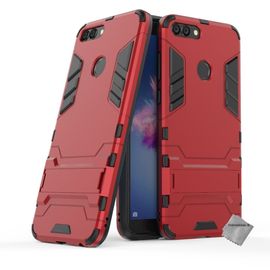 Housse Etui Coque Rigide Anti Choc Pour Huawei P Smart + Verre Trempe - Rouge