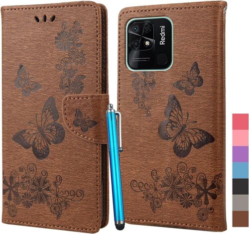 Coque Pour Redmi 10c Etui En Cuir Pour Redmi 10c Housse Coque Portefeuille Pochette Avec Fentes Pour Cartes Protecteur Silicone Etuis Rabat Pour Xiaomi Redmi 10c, Brun