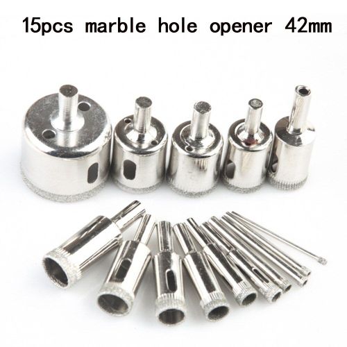 Jeu d'embouts de scie cloche revêtus de diamant 3-42 Mm, adapté aux bouteilles de carreaux en céramique et en verre, outil de coupe de scie, 15 pièces