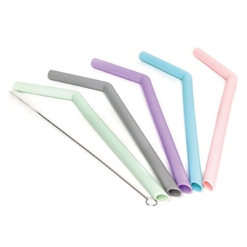 Pailles En Silicone Lavables, 5 Pièces, Faciles À Nettoyer, Sans Bpa, Pour Boire, Cadeau Pour Enfants