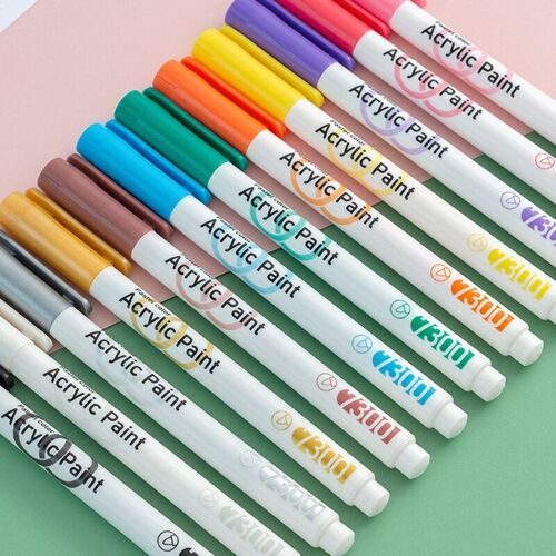 Marqueurs De Peinture Acrylique 12/24/36 Couleurs, Stylos À Pointe Ronde Pour Peinture Sur Bois, Toile, Pierre, Roche, Verre, Surfaces Céramiques, Artisanat, Bricolage